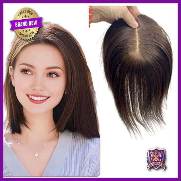 Silk Base Human Hair Topper 12x13cm 180% Density Partial Wig with 5 Clips